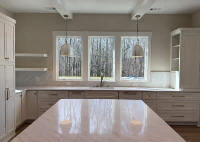 View of kitchen windows overlooking pool Canton GA
