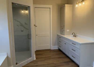Master bathroom vanity and marble shower Canton GA