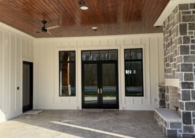 Outdoor stone fireplace at Canton GA custom home