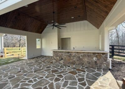 Pool house with outdoor kitchen and stone patio Canton GA