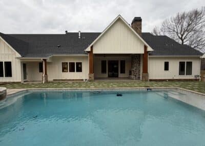 Rear exterior showing pool at Canton GA custom home
