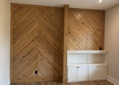 Living room wooden accent wall in custom home Canton GA