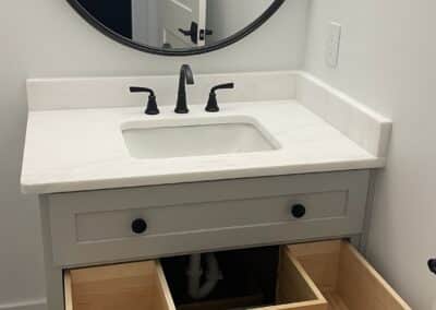 guest bathroom with custom storage drawer Gainesville GA